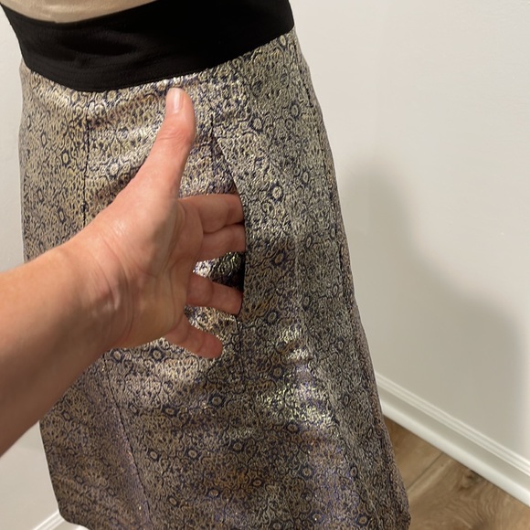 Narciso Rodriguez for design nation brocade gold black skirt, size 4. EUC. - Picture 2 of 10